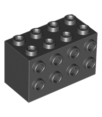 LEGO - Steen, gemodificeerd 2 x 4 x 2 met noppen aan zijkanten (Vintage jaren ’90 onderdeel) - Black | N - Thumbnail
