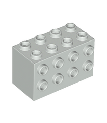 LEGO - Steen, gemodificeerd 2 x 4 x 2 met noppen aan zijkanten (Vintage jaren ’90 onderdeel) - Light Gray | N - Thumbnail