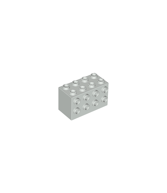 LEGO - Steen, gemodificeerd 2 x 4 x 2 met noppen aan zijkanten (Vintage jaren ’90 onderdeel) - Light Gray | N