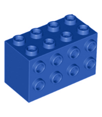 LEGO - Steen, gemodificeerd 2 x 4 x 2 met noppen aan zijkanten (Vintage jaren ’90 onderdeel) - Blue | N - Thumbnail