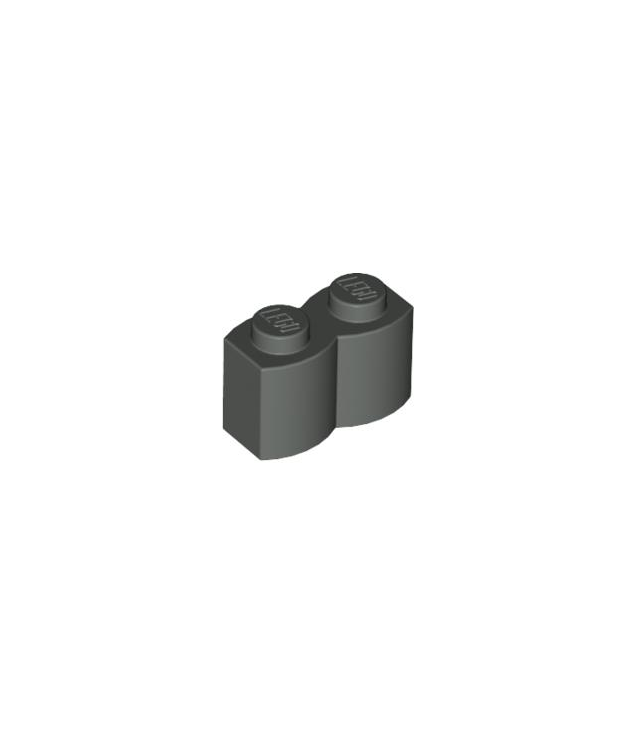 LEGO - Steen, gemodificeerd 1 x 2 met houtnerfprofiel (Vintage jaren ’90 onderdeel) - Dark Gray | N