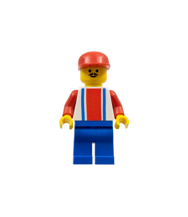 LEGO - Voetbalspeler – rood, wit en blauw team met nummer 9 op rug, rode pet (Vintage jaren 2000 onderdeel) - | N