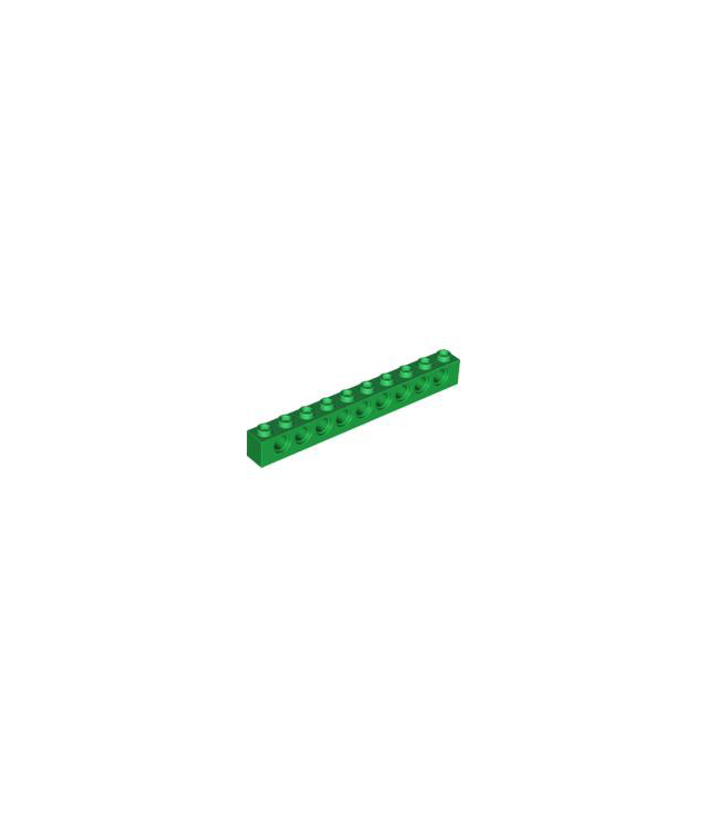 LEGO - Technic, steen 1 x 10 met gaten (Vintage jaren ’90 onderdeel) - Green | N