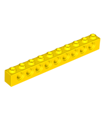 LEGO - Technic, steen 1 x 10 met gaten (Vintage jaren ’90 onderdeel) - Yellow | N - Thumbnail