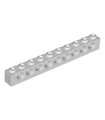 LEGO - Technic, steen 1 x 10 met gaten (Vintage jaren ’90 onderdeel) - Light Gray | N - Thumbnail