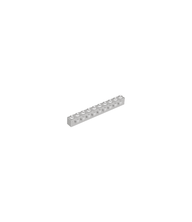 LEGO - Technic, steen 1 x 10 met gaten (Vintage jaren ’90 onderdeel) - Light Gray | N