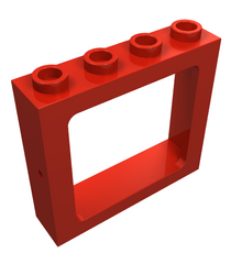 LEGO - Raam 1 x 4 x 3 trein – holle noppen (Vintage jaren ’90 onderdeel) - Red | N - Thumbnail