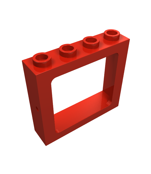 LEGO - Raam 1 x 4 x 3 trein – holle noppen (Vintage jaren ’90 onderdeel) - Red | N