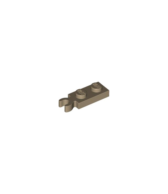 LEGO - Plaat, gemodificeerd 1 x 2 met clip aan uiteinde (verticale greep) - Dark Tan | N