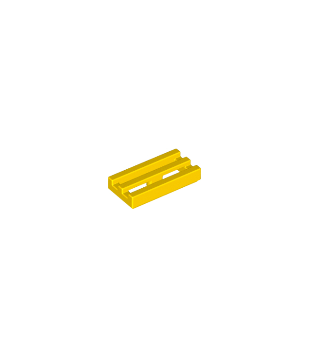 LEGO - Tegel, aangepast 1 x 2 rooster met groef/rand aan onderzijde (Vintage jaren ’90 onderdeel) - Yellow | N
