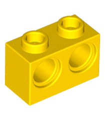 LEGO - Technic, steen 1 x 2 met gaten (Vintage jaren ’90 onderdeel) - Yellow | N - Thumbnail