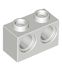 LEGO - Technic, steen 1 x 2 met gaten (Vintage jaren ’90 onderdeel) - Light Gray | N - Thumbnail