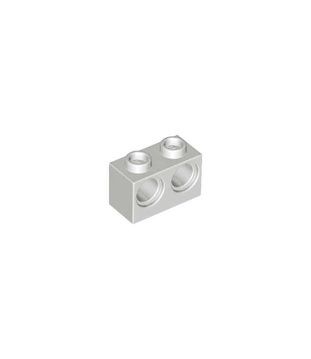LEGO - Technic, steen 1 x 2 met gaten (Vintage jaren ’90 onderdeel) - Light Gray | N