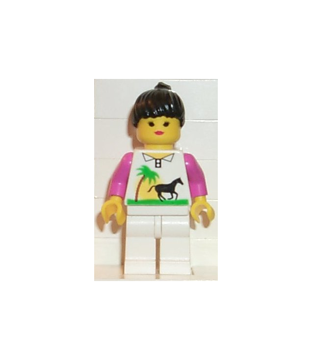 LEGO - Horse and Palm – witte benen, zwart paardenstaart haar (Vintage jaren ’90 onderdeel) - | N