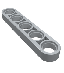 LEGO - Technic, dunne liftarm 1 x 5 (Vintage jaren ’90 onderdeel) - Light Bluish Gray | N - Thumbnail