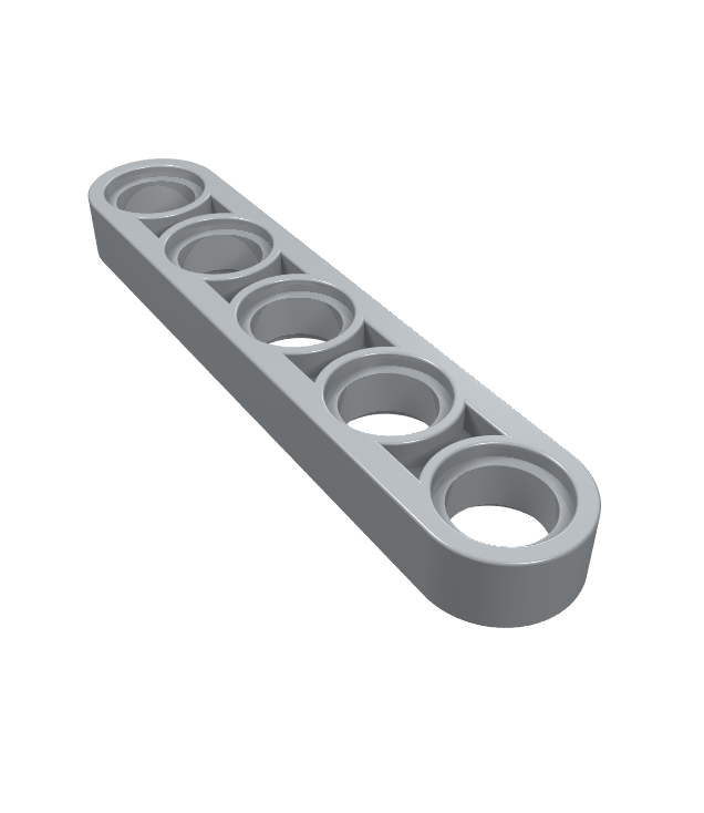 LEGO - Technic, dunne liftarm 1 x 5 (Vintage jaren ’90 onderdeel) - Light Bluish Gray | N