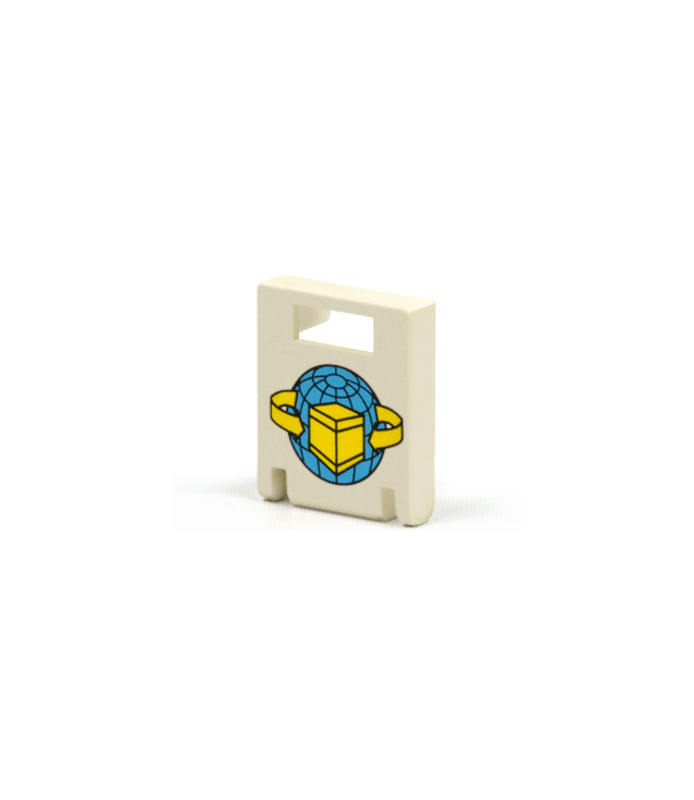 LEGO - Container, doos 2 x 2 x 2 deur met gleuf, patroon van doos met pijlen en wereldbol (Vintage jaren ’90 onderdeel) - White | N