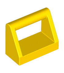 LEGO - Tegel, aangepast 1 x 2 met staafgreep (Vintage jaren ’90 onderdeel) - Yellow | N - Thumbnail