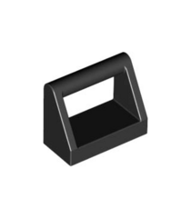 LEGO - Tegel, aangepast 1 x 2 met staafgreep (Vintage jaren ’90 onderdeel) - Black | N - Thumbnail