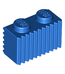 LEGO - Steen, gemodificeerd 1 x 2 met rooster / gegroefd profiel (Vintage jaren ’90 onderdeel) - Blue | N - Thumbnail
