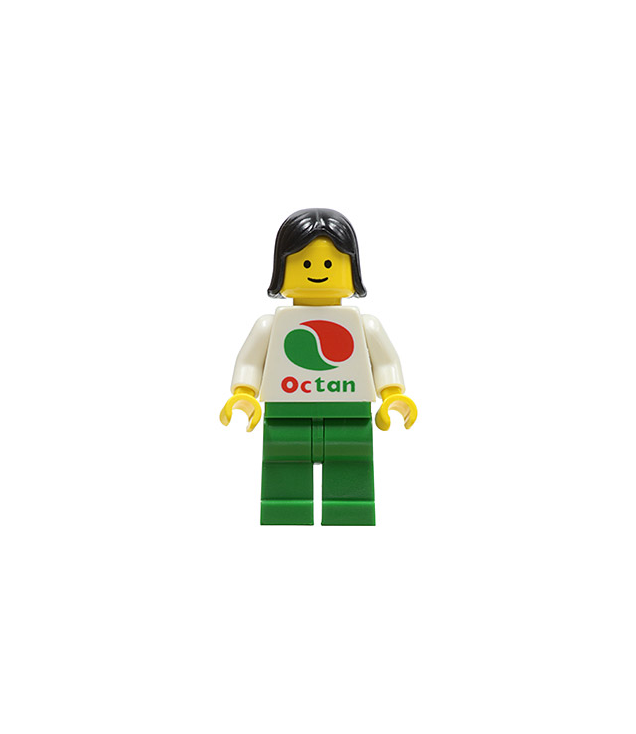 LEGO - Octan – wit logo, groene benen, zwart vrouwelijk haar (Vintage jaren ’90 onderdeel) - | N