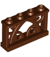 LEGO - Hek 1 x 4 x 2 sierlijk met 4 noppen - Reddish Brown | N - Thumbnail