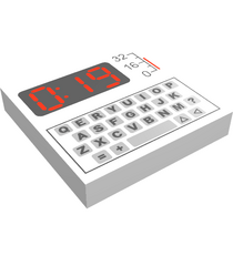 LEGO - Tegel 2 x 2 met groef en toetsenbord met rood '0:19'-patroon (Vintage jaren ’90 onderdeel) - White | N - Thumbnail