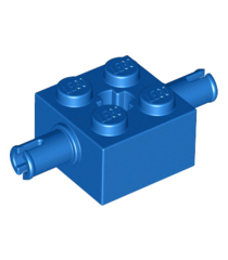 LEGO - Steen, gemodificeerd 2 x 2 met pennen en as-gat (Vintage jaren ’90 onderdeel) - Blue | N - Thumbnail
