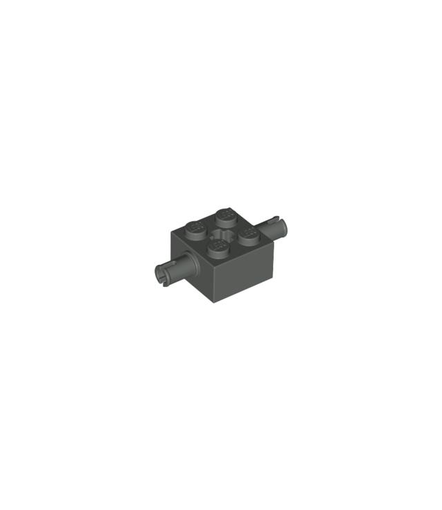 LEGO - Steen, gemodificeerd 2 x 2 met pennen en as-gat (Vintage jaren ’90 onderdeel) - Dark Gray | N