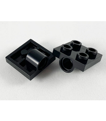 LEGO - Plaat, aangepast 2 x 2 met pen-gat (Vintage jaren ’90 onderdeel) - Black | N - Thumbnail