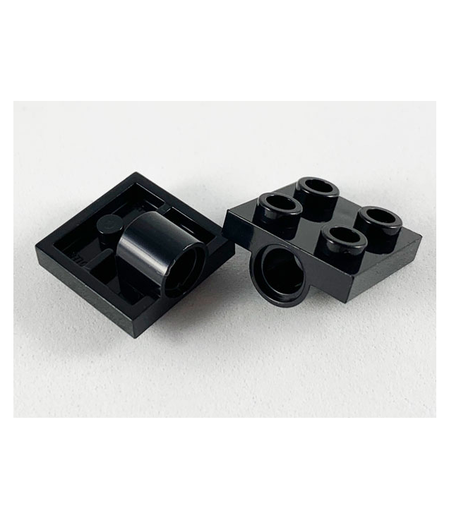 LEGO - Plaat, aangepast 2 x 2 met pen-gat (Vintage jaren ’90 onderdeel) - Black | N