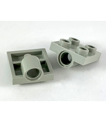 LEGO - Plaat, aangepast 2 x 2 met pen-gat (Vintage jaren ’90 onderdeel) - Light Gray | N - Thumbnail