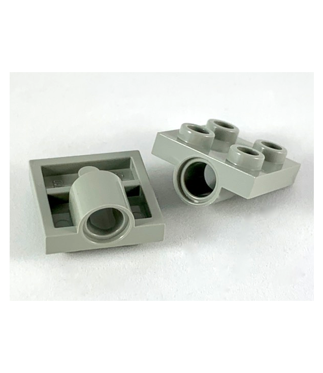 LEGO - Plaat, aangepast 2 x 2 met pen-gat (Vintage jaren ’90 onderdeel) - Light Gray | N