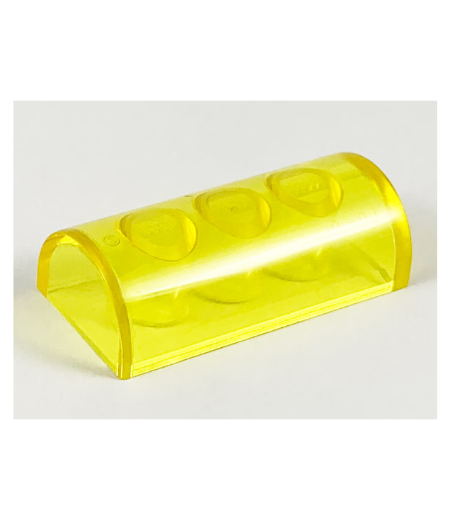 LEGO - Helling, gebogen 2 x 4 dubbel zonder groef (Vintage jaren ’90 onderdeel) - Trans-Yellow | N