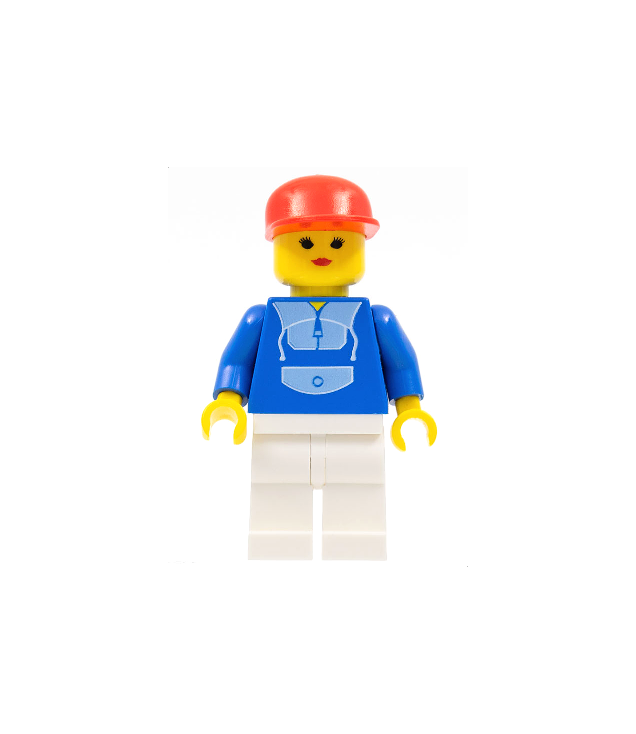 LEGO - Sportfiguur – wit trainingspak, rode pet (Vintage jaren ’90 onderdeel) - | N