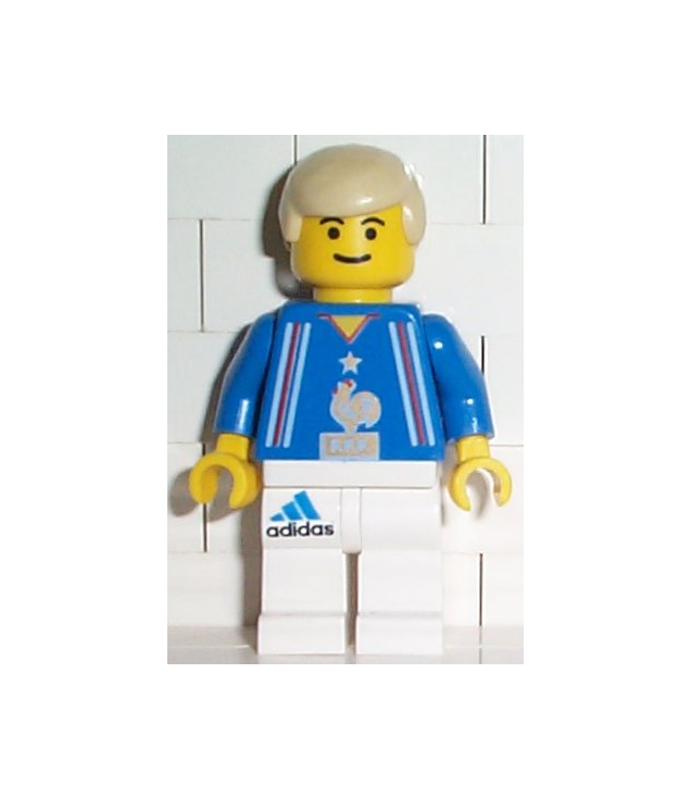LEGO - Voetbalspeler Frans team, witte benen, speler 4 (Vintage jaren 2000 onderdeel) - | N