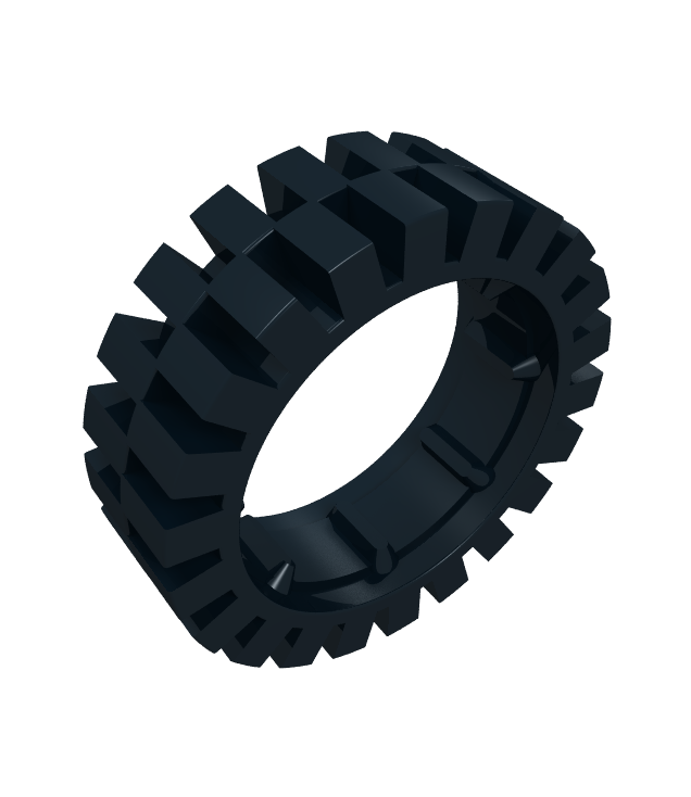 LEGO - Band Ø24 mm x 8 mm offsetprofiel met binnenste ribbels (Vintage jaren ’90 onderdeel) - Black | N