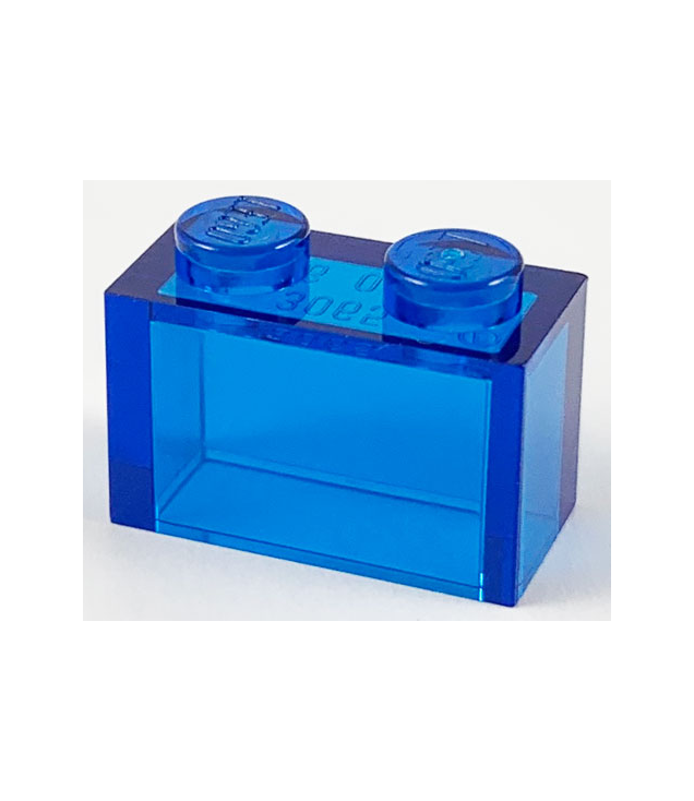 LEGO - Steen 1 x 2 zonder onderbuis (Vintage jaren ’90 onderdeel) - Trans-Dark Blue | N
