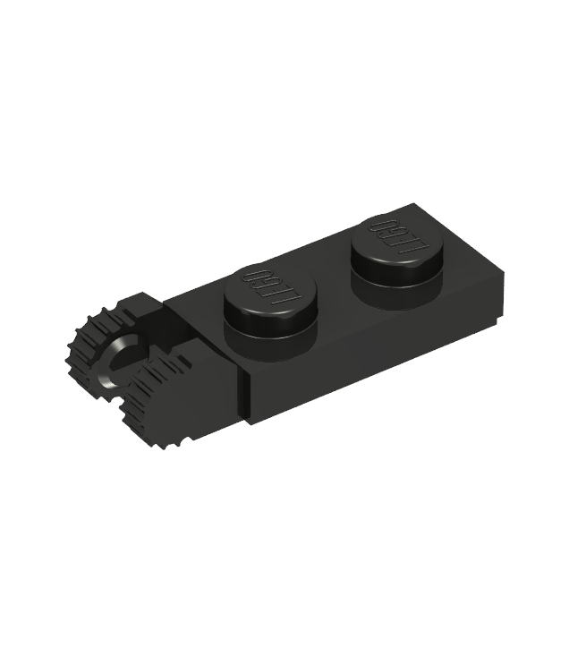 LEGO - Scharnierplaat 1 x 2 vergrendelend met 2 vingers aan uiteinde en 9 tanden met ondergroef (Vintage jaren 2000 onderdeel) - Black | N
