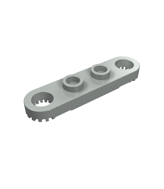 LEGO - Technic, plaat 1 x 4 met getande uiteinden (Vintage jaren ’90 onderdeel) - Light Gray | N