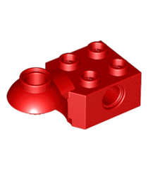 LEGO - Technic, steen gemodificeerd 2 x 2 met pen-gat en halve draaikogel horizontaal - Red | N - Thumbnail