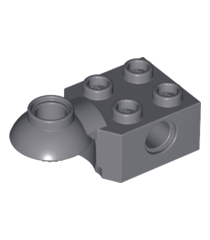 LEGO - Technic, steen gemodificeerd 2 x 2 met pen-gat en halve draaikogel horizontaal - Dark Bluish Gray | N - Thumbnail