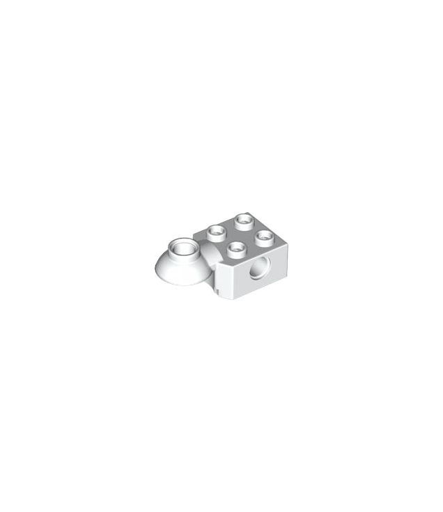 LEGO - Technic, steen gemodificeerd 2 x 2 met pen-gat en halve draaikogel horizontaal - White | N