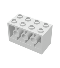 LEGO - Steen, gemodificeerd 2 x 4 x 2 met gaten aan zijkanten (Vintage jaren ’90 onderdeel) - White | N - Thumbnail