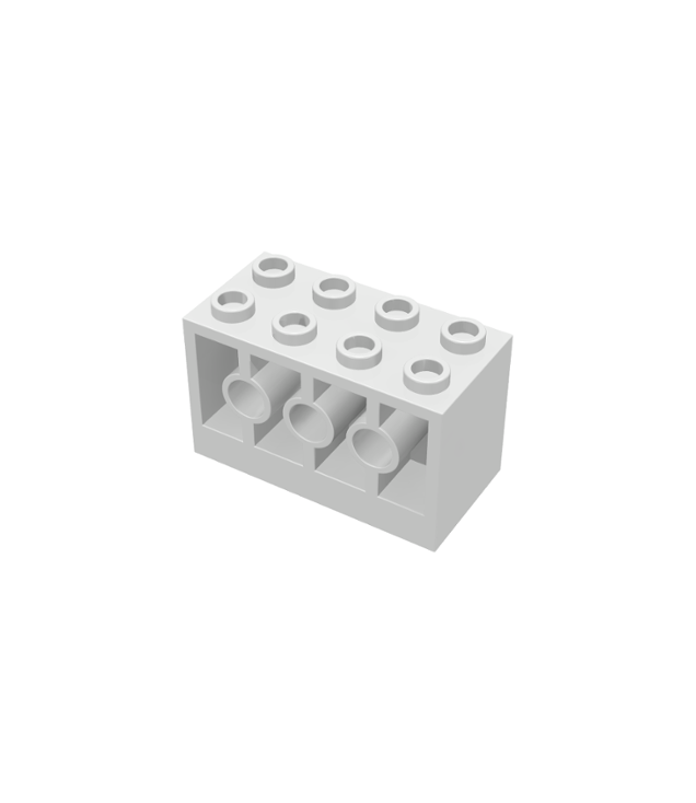 LEGO - Steen, gemodificeerd 2 x 4 x 2 met gaten aan zijkanten (Vintage jaren ’90 onderdeel) - White | N