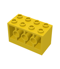 LEGO - Steen, gemodificeerd 2 x 4 x 2 met gaten aan zijkanten (Vintage jaren ’90 onderdeel) - Yellow | N - Thumbnail