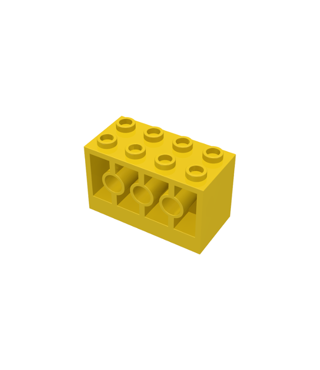 LEGO - Steen, gemodificeerd 2 x 4 x 2 met gaten aan zijkanten (Vintage jaren ’90 onderdeel) - Yellow | N