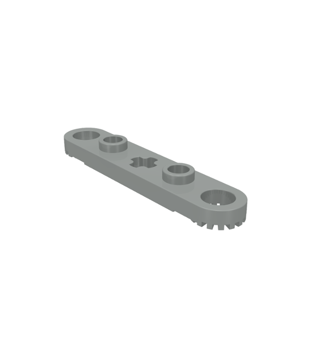 LEGO - Technic, plaat 1 x 5 met getande uiteinden, 2 noppen en centraal as-gat (Vintage jaren ’90 onderdeel) - Light Gray | N