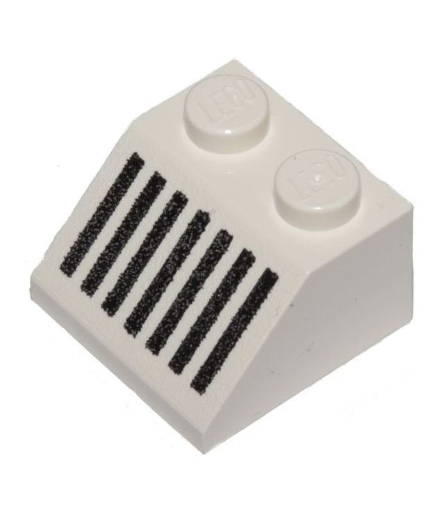 LEGO - Helling 45 graden 2 x 2 met zwart rooster met 7 verticale lijnen (Vintage jaren 2000 onderdeel) - White | N