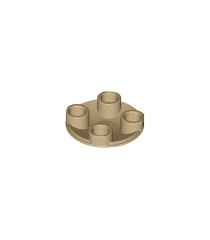 LEGO - Plaat, rond 2 x 2 met afgeronde onderkant (bootnop) - Dark Tan | N - Thumbnail